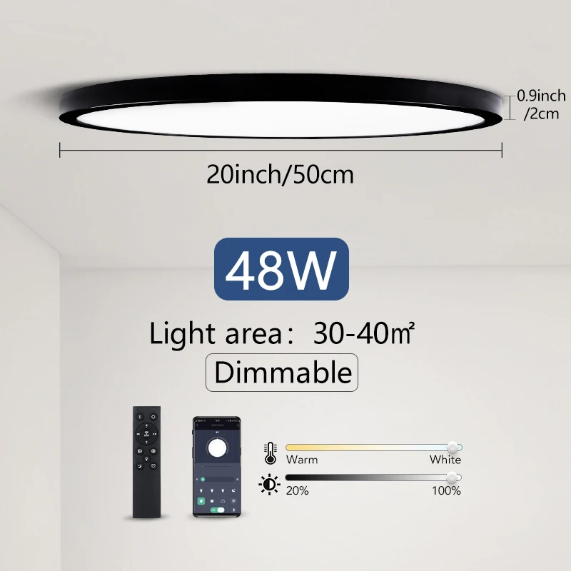 flush mount lighting MARPOU 0.9inch Ultra Thin Smart LED Ceiling Lamp APP/Remote Control Dimmable Lustre Led Ceiling Light for Living room decoration black downlights Downlights