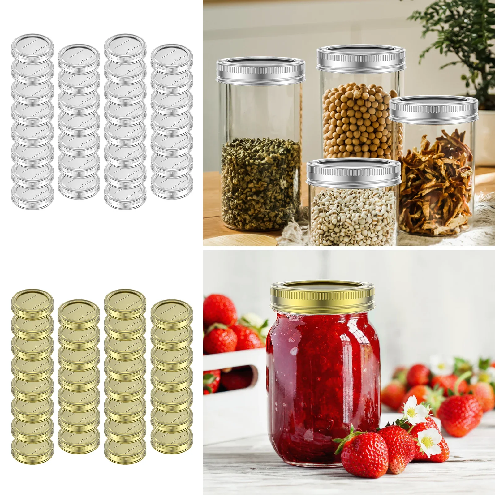 30Pcs Canning Jar Lids with Date Line Practical Mason Jar Covers Replacement Tinplate Sealing Reusable Leak Proof Lids