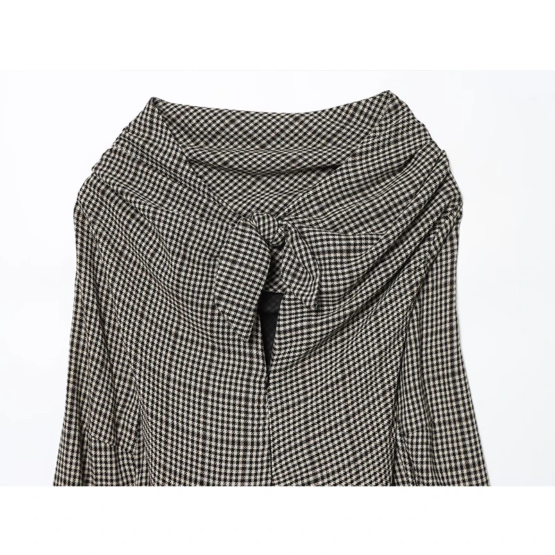 2025 Wide Pleated Long Dresses for Women Fashion Plaid Belt Midi Dress Woman Vintage Party Womens Dresses Autumn Casual Dress ﻿