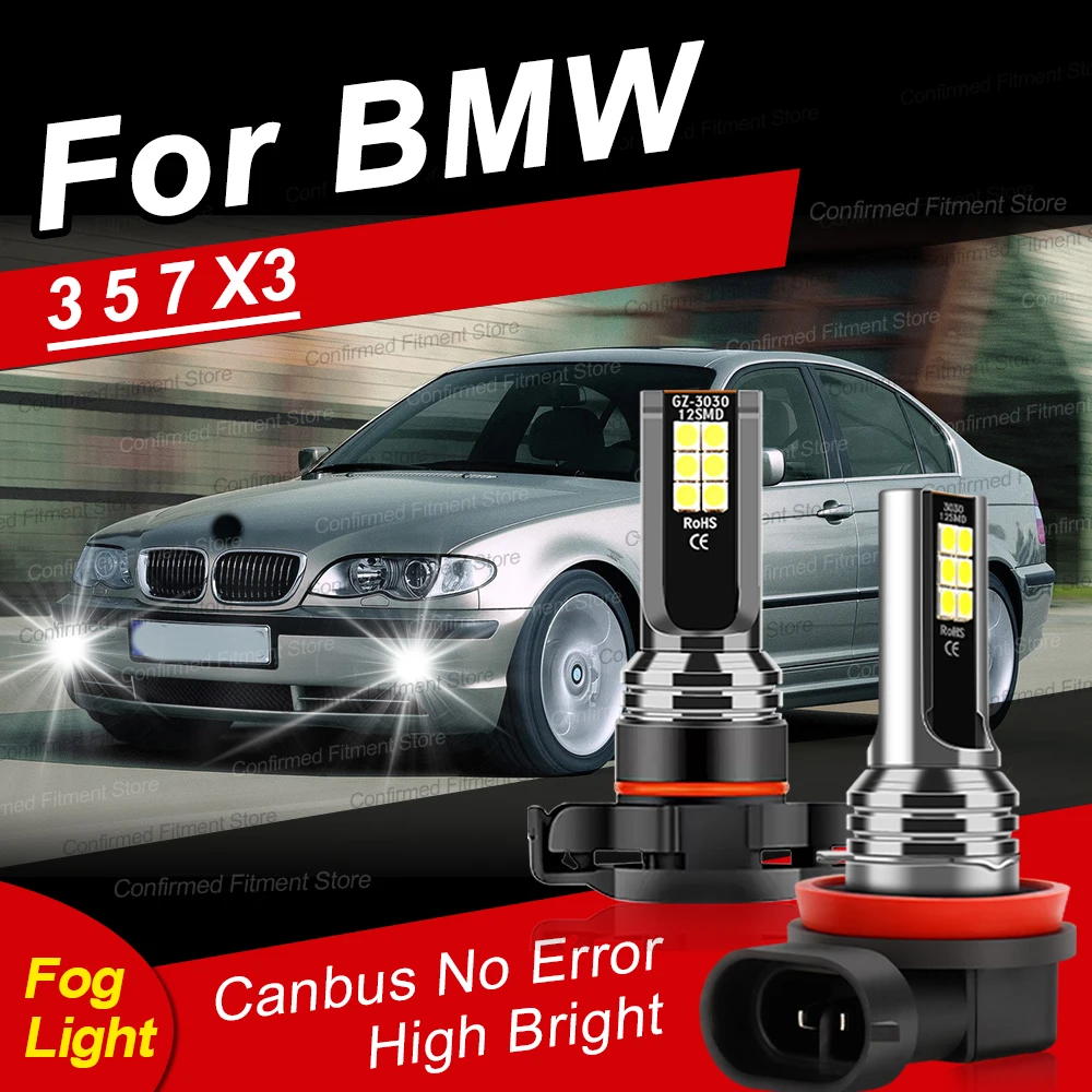 2Pcs LED Car Front Fog Lamp H11 9145 HB4 H10 9006 Canbus Error Free 200W 6000K High Bright White Bulbs Led Light Led Bulb Led Fog Light Led Headlight Fog And Headlight Bulbs For BMW 3 E46 328i 5 7 X3