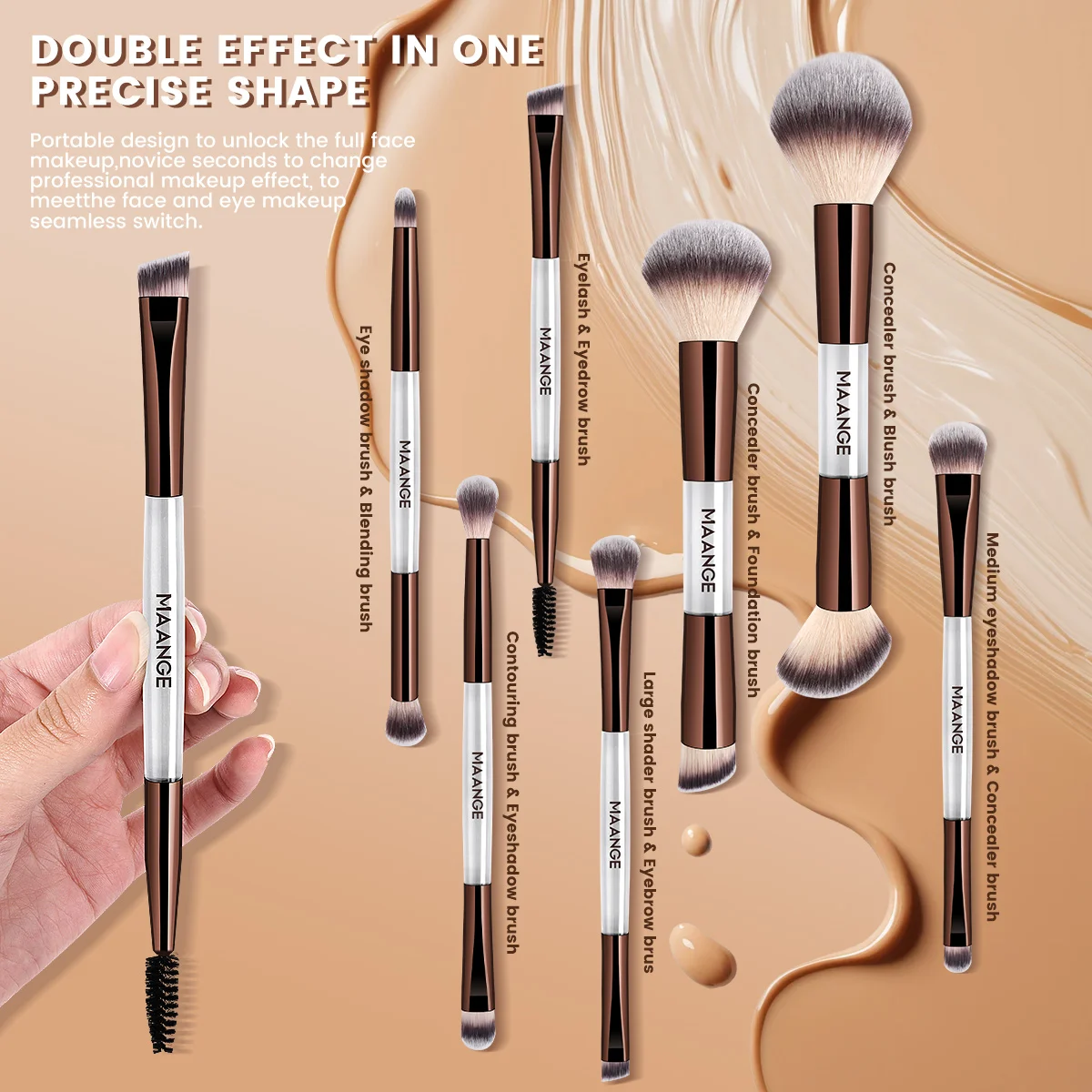 7pcs Double-Ended Makeup Brush Set 2