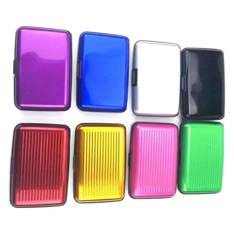 Aluminum Wallet Men Aluminum Bank Card Holder Blocking Hard Case Wallet Solid Credit Anti-RFID Scanning Protect Holder Business Office School