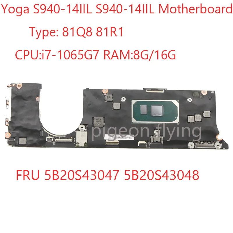 S940-14 Motherboard 5B20S43047 5B20S43048 For Lenovo Yoga S940-14IIL Laptop  S940-14IIL Laptop 81Q8 81R1 i7-1065G7 8G/16G 100%OK - AliExpress