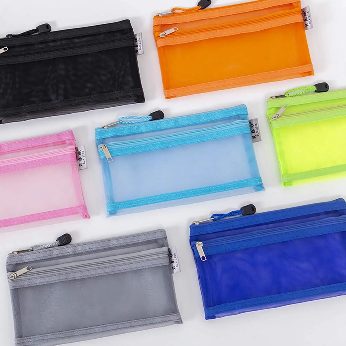 1/3pcs Transparent Pencil Case Mesh Zippered A6 Bill Storage Clear