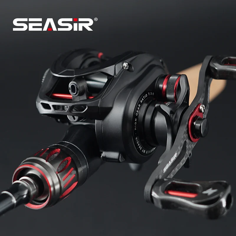 Moulinet baitcasting SEASIR MANSORY PRO ultralight carbone 131g double bobines 7+1 roulements