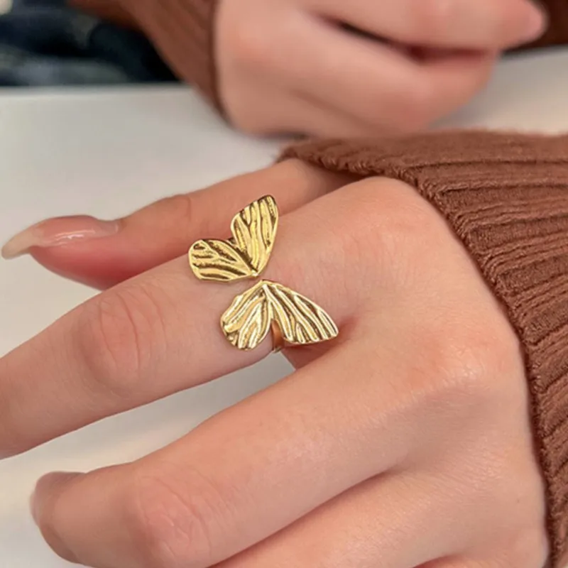 Silver Color Liquid Butterfly Ring for Women Elegant Wedding Luxury Ring Party Jewelry Accessories