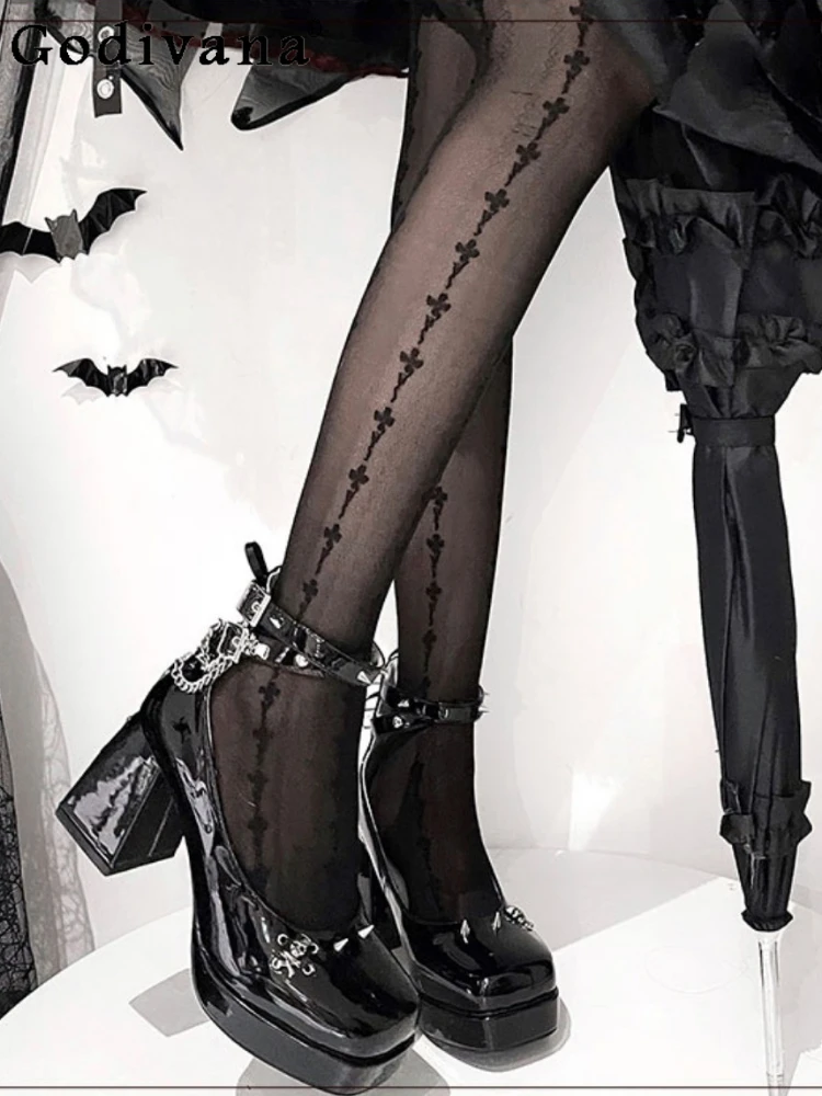

Fashion Punk Square Toe Square Heel Women's High Heel Spring Autumn Lolita Sweet Cute Elegant All-Match Rivet Lace-up High Heels