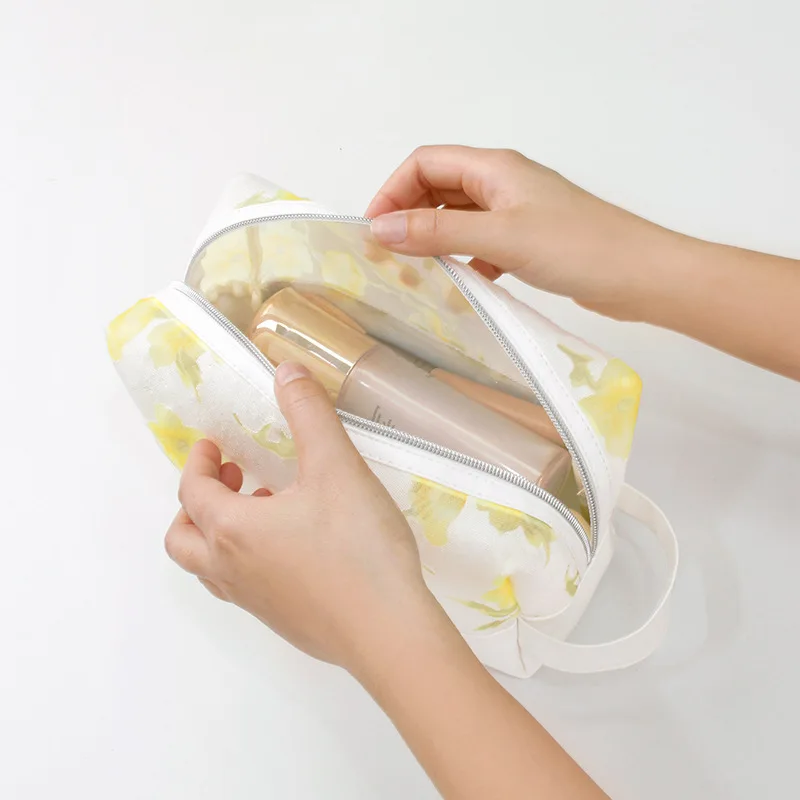 

Женская дорожная косметичка с цветочным принтом, женская сумочка для косметики, органайзер для косметики, Несессер для туалетных принадлеж...