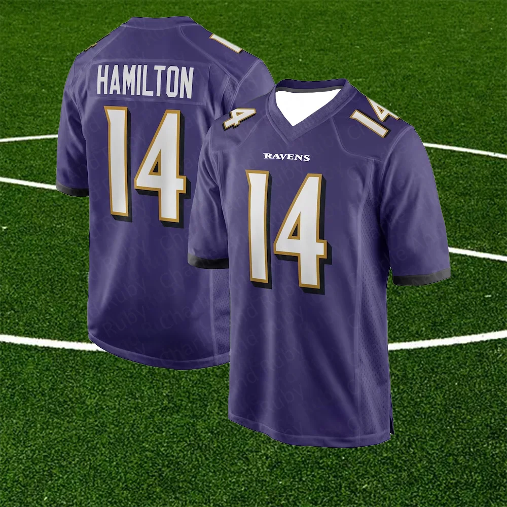 Purple Jersey No. 8/14/22 Classic Summer Short-Sleeved Outdoor Derrick Henry Lamar Jackson Kyle Hamilton Baltimore Ravens 2