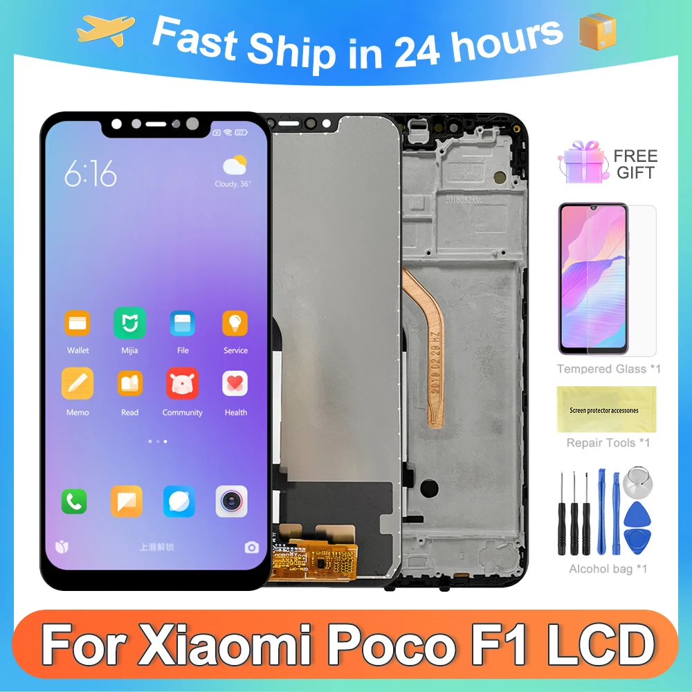 ЖК-дисплей с сенсорным экраном и дигитайзером в сборе для Xiaomi 6,18 'poco F1 для Mi Pocophone F1 M1805E10A