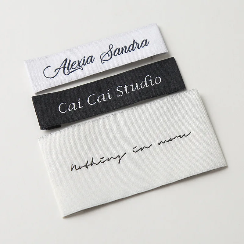 Custom Clothes Garment Fabric Labels High Density Clothing Damask Woven Tag