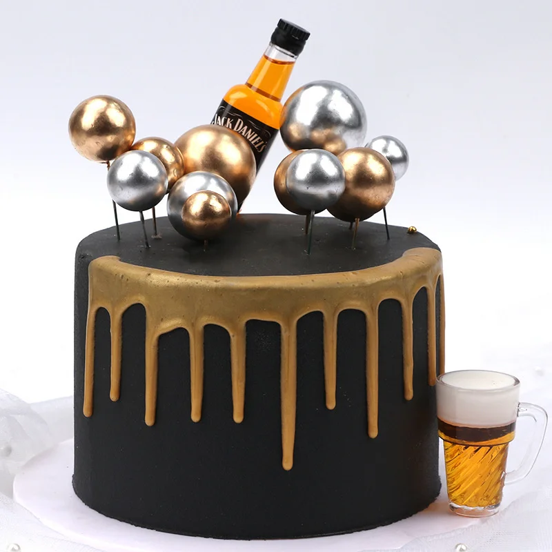 Metal Ball Cake Topper 20pcs Creative DIY for Wedding Birthday Party Decorations Gold Silver Blue Pink Cupcake Topper party decorations birthday party supplies cake topper cake decorations cake toppers