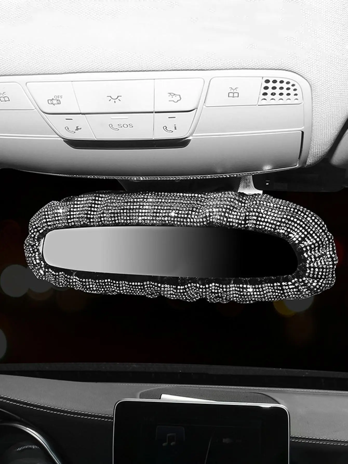 Rearview Mirror Cover 1pc Bling Rhinestone Car Rearview Mirror Cover Interior Rearview Mirror Protective Cover Interior Decoration Accessori