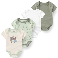 4Pieces Cotton Newborn Bodysuit Print Baby Girl Clothes 0-12M Cartoon Baby Boy Clothes Summer Short Sleeve Romper Bebes 2