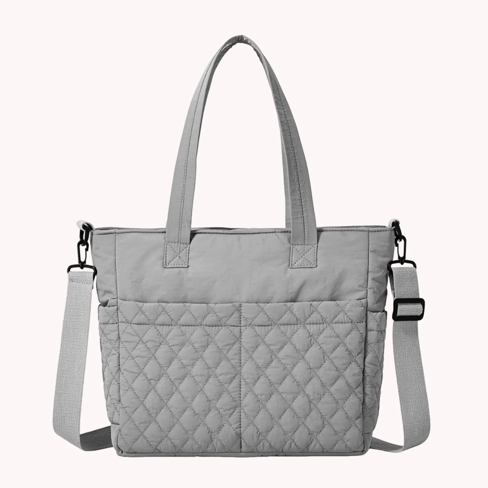 Women Cotton-Padded Quilted Shoulder Bag Adjustable Shoulder Strap Underarm Bag for Office Shopping Travel & Daily Use