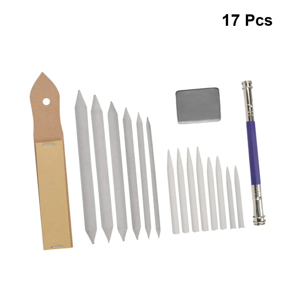 Blending Stump Drawing Sketch Paper Tool Sandpaper Stumps Extender Blenders Tools Eraser Kit Smudge Tortillions Tortillon Set 24pcs artist blending paper stumps and tortillion set with with 4pcs sandpaper 2pcs pencil extender for student sketch drawing