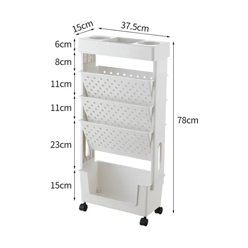 Home Simple Movable Bookshelf with Pulley Study Book Storage Organizer Classroom Multi-Layer Desktop Book Shelf Makeup Storage R