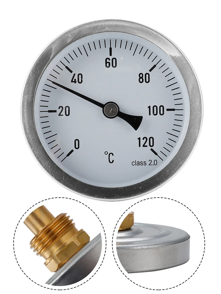 63mm Pipe Thermometer 120℃ Pointer Industrial Thermometer High