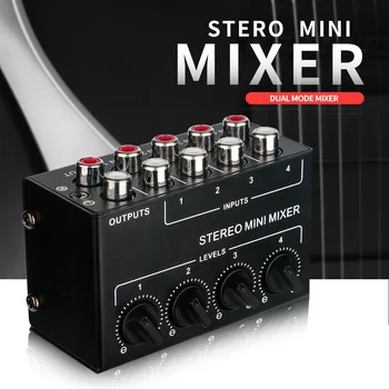 CX400 Mini Mixer Stereo Passivo Dispenser Stereo per Attrezzature DJ Live Studio RCA Mixer Audio Piccolo a 4 Canali