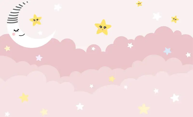 estrela nuvem papel de parede, decoração do