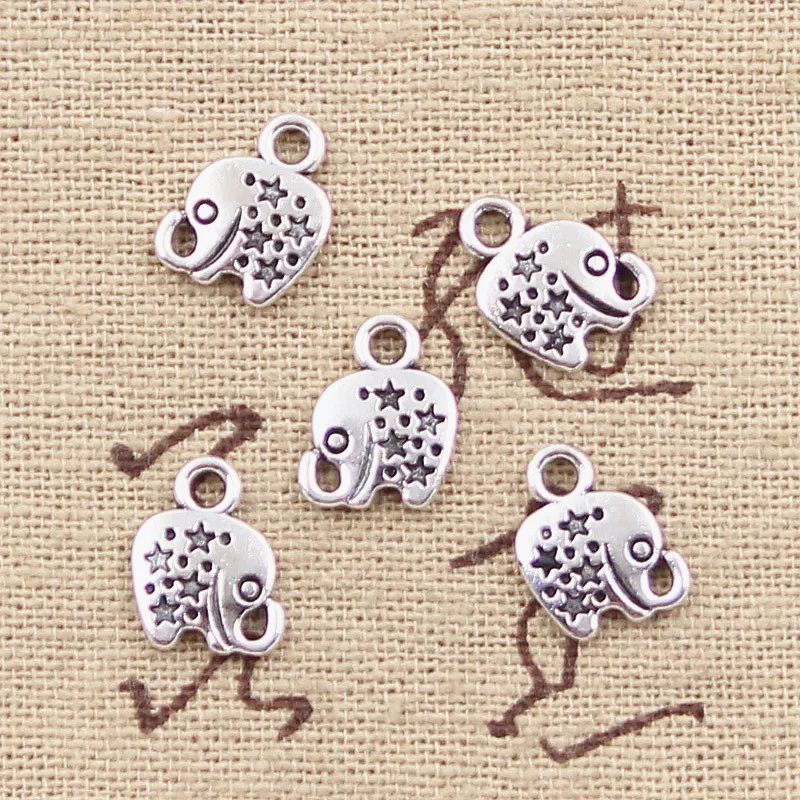 50pcs Charms Schöne Elefanten Stern 11x8mm Antike Silber Farbe Überzogen Anhänger, Die DIY Handgemachten Tibetischen Silber farbe Schmuck