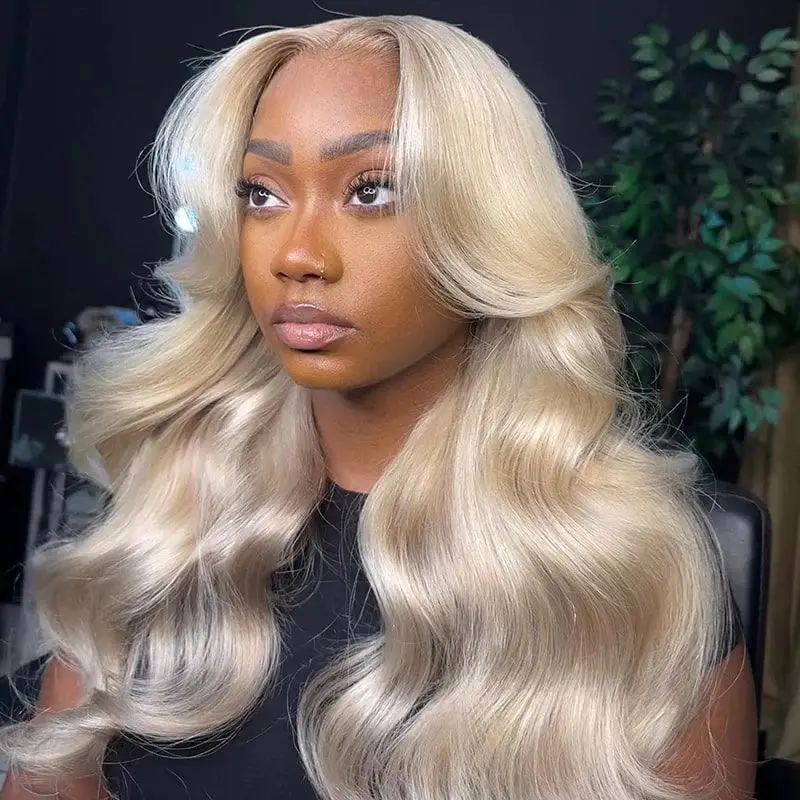 

Front Wig For Women 30 32 Inch 613 Honey Blonde Color 13x6 HD Transparent Lace Frontal Body Wave Human Hair Wig 250 Density 13X4