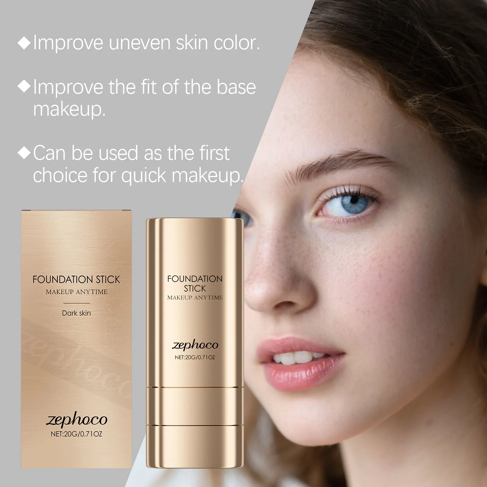 Foundation Stick 2 In 1 For Uneven Skin Tone Lightweight Matte_voghion.com