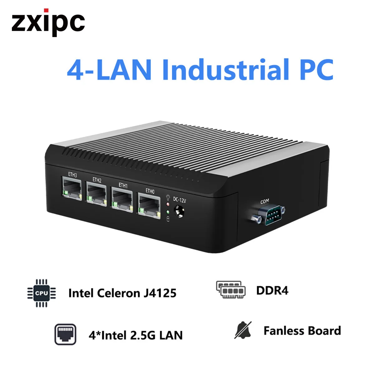 Computer Industriale Mini Pc Fanless Intel Celeron J4125 4 Lan I225 Windows 11 Linux Ubuntu Desktop Pfsense Firewall Router Pc
