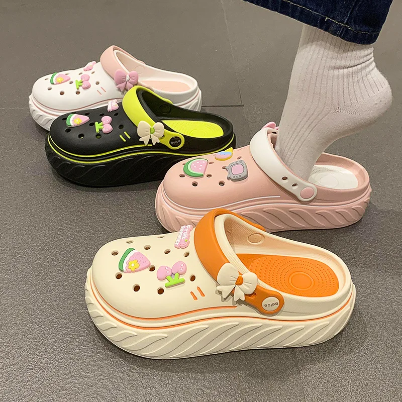 Women Sandals Women's Summer EVA Slippers Couple Indoor Bedroom Waterproof Slides Adult Outdoor Non-slip Sandals Men Thick Wrapped Flip Flops
