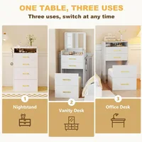 3-in-1 Vanity Desk with Flip Top Mirror, Makeup Vanity Table with Cushioned Stool for Small Space, Compact Dressing Table 2