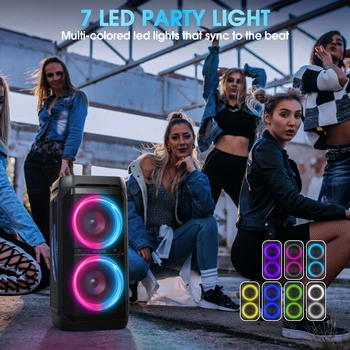 W-KING 100W RMS Bluetooth Speakers, IPX6 Waterproof, V5.3 Portable Party Boombox Wireless Deep Bass/115dB Loud Massive Sound 5