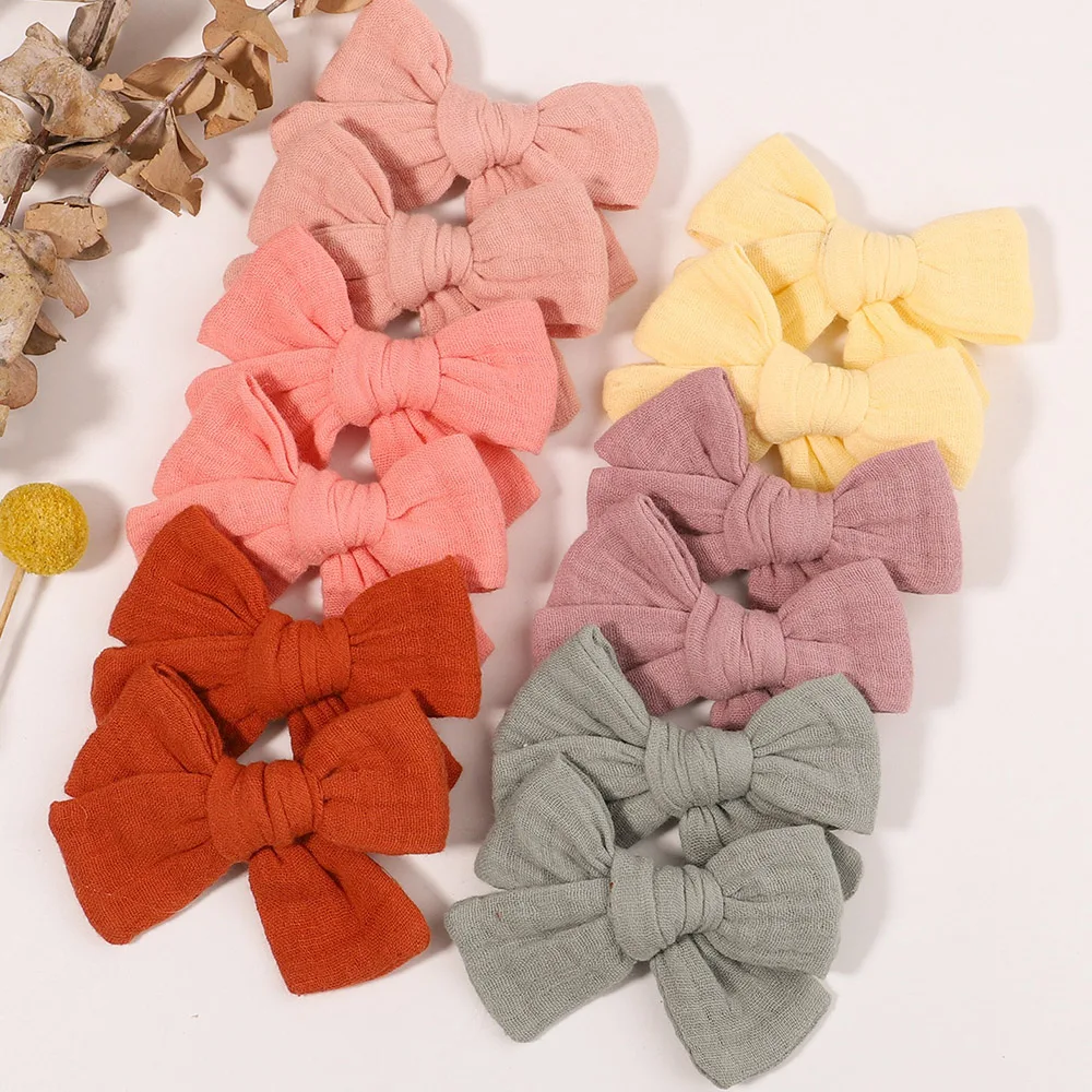 

2Pcs/set Cotton Kids Bows Hair Clips for Girls Bowknot Hair Clips Cute Barrettes Headwear Kids Safety Hairpin Hair Accessories