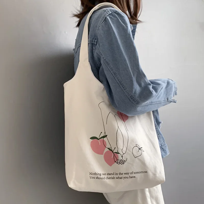 

Canvas Bag Women's One-shoulder Fruit Orange Literary Student Simple Hand-held Printed Canvas Bag Travel Bag Basketball Bag