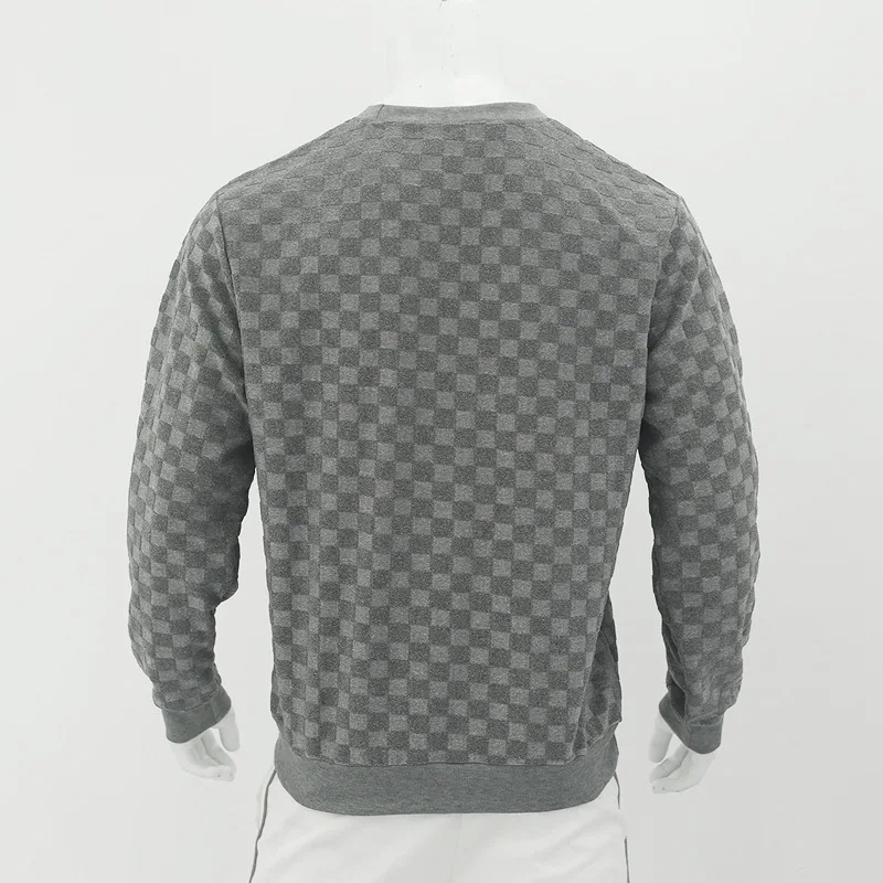 Winter Neue Karierte Pullover Rundhals Botto männer Mantel Mode Kleine Check Waffel Jugend Rundhals Jacquard Check Hoodie – Detail 22