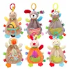 Baby Security Blanket Dog with Tags Teether Rattles Mobile Soft Blanket Snuggle Toy Stuffed Animal for Babies Newborns Gift