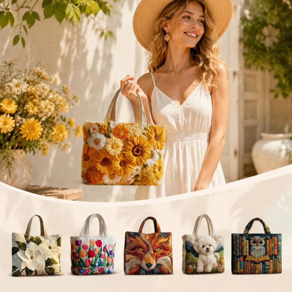 Borsa Tote da Donna alla Moda, Leggera in Oxford, Borsa da Viaggio Grande Capacità con Motivi Realistici, Borsa a Spalla per Ragazze e Signore - immagine 4