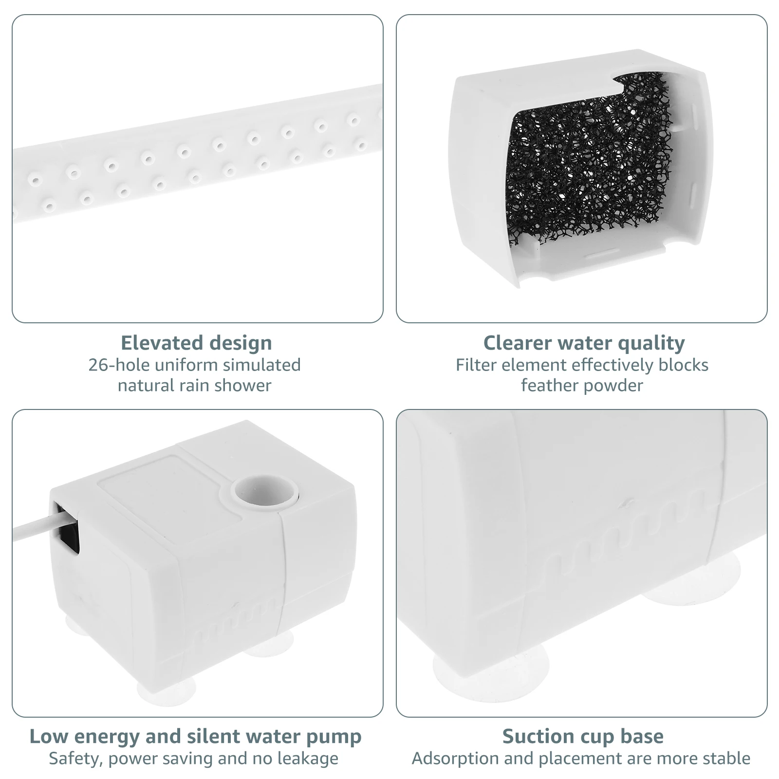 Electric Bird Bath Tub with Automatic Circulating Faucet for Parrots