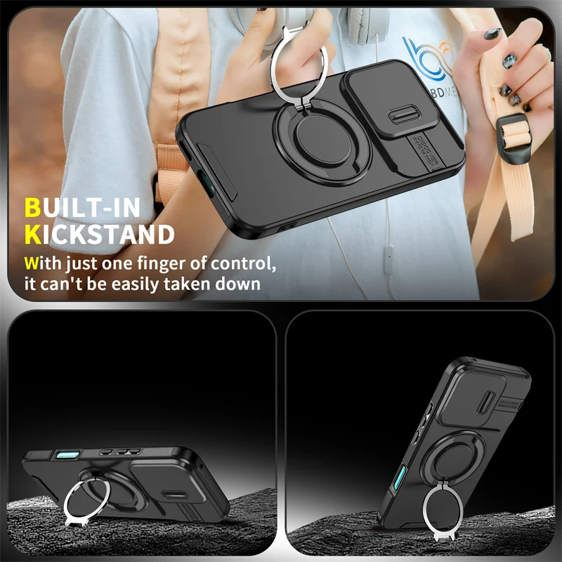 Enhanced Armor Case with Ring Holder and Lens Protection