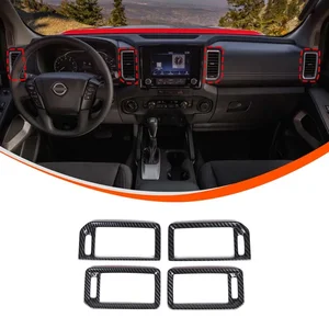 For Nissan Frontier 2022-2024 ABS Carbon Fiber Car Center Console Air Outlet Vent Fram Cover Trim Accessories