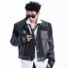 FEWQ Splicing Short Shoulder Padded Denim Men's Jacket Autumn Winter Double Collar Design 2024 Patchwork Male Tops 2
