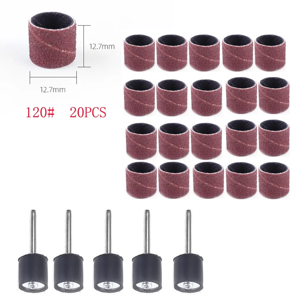 

1 Set Sanding Drum Ring With Extension Rod Abrasive Rotary Grinding Head 40-320# 1/2inch Abrasive Tools Sandpaper And Metal