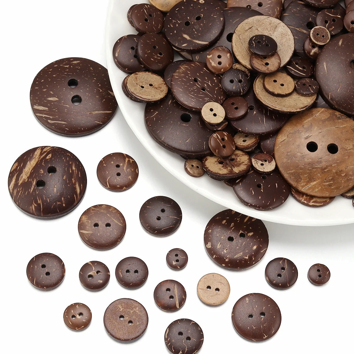 10-100Pcs Natural Coconut Shell Button Round 2-Holes Buttons for Handmade Crafts Home Decorative DIY Clothing Sewing Accessories 3