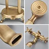 Floor Standing Double Tube Double Handle Bathtub Faucet Set for Bathroom With Rainfall Handshower Tub Faucet Freestanding Crane 6