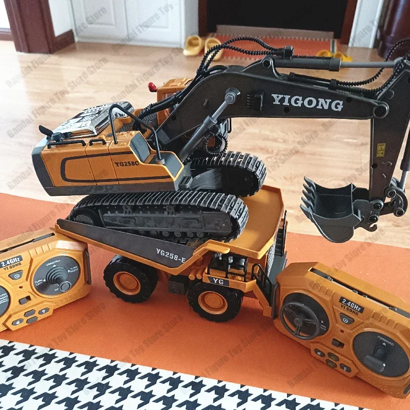 5/11 Remote Control Excavator Electric Engineering Car Yigong Simulation Channel Alloy Remote Control Excavator Kid Toy Gift 5