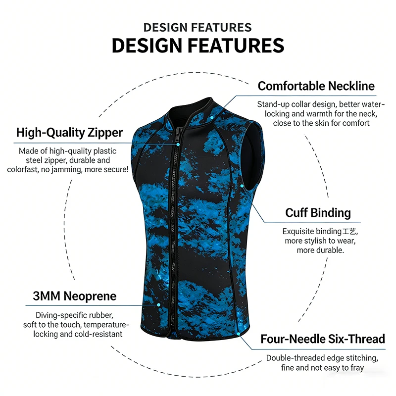 Thermal Protection 3mm Neoprene Diving Vest