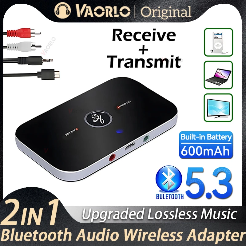업그레이드된 블루투스 5.3 오디오 송수신기 RCA 3.5mm AUX 음악 무선 ..