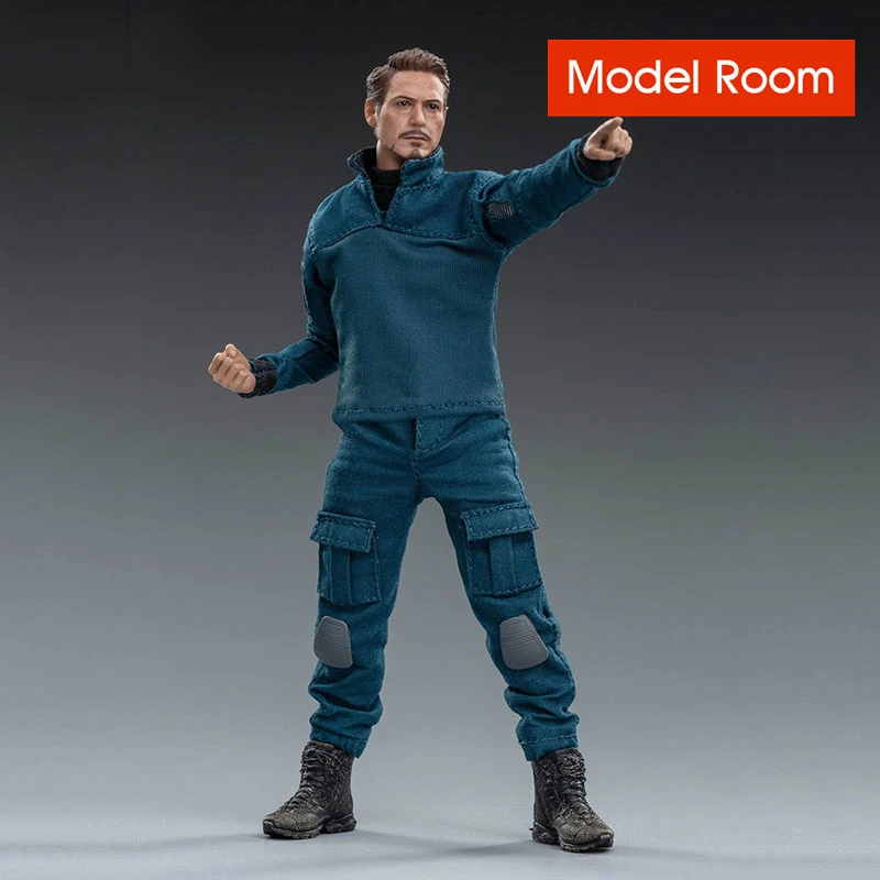 

KITTY STUFF TX005 1/12 Robert Downey Jr. Blue Repairman Suit Figure Model 6'' Male Soldier Action Doll Full Set Collectibe Toy