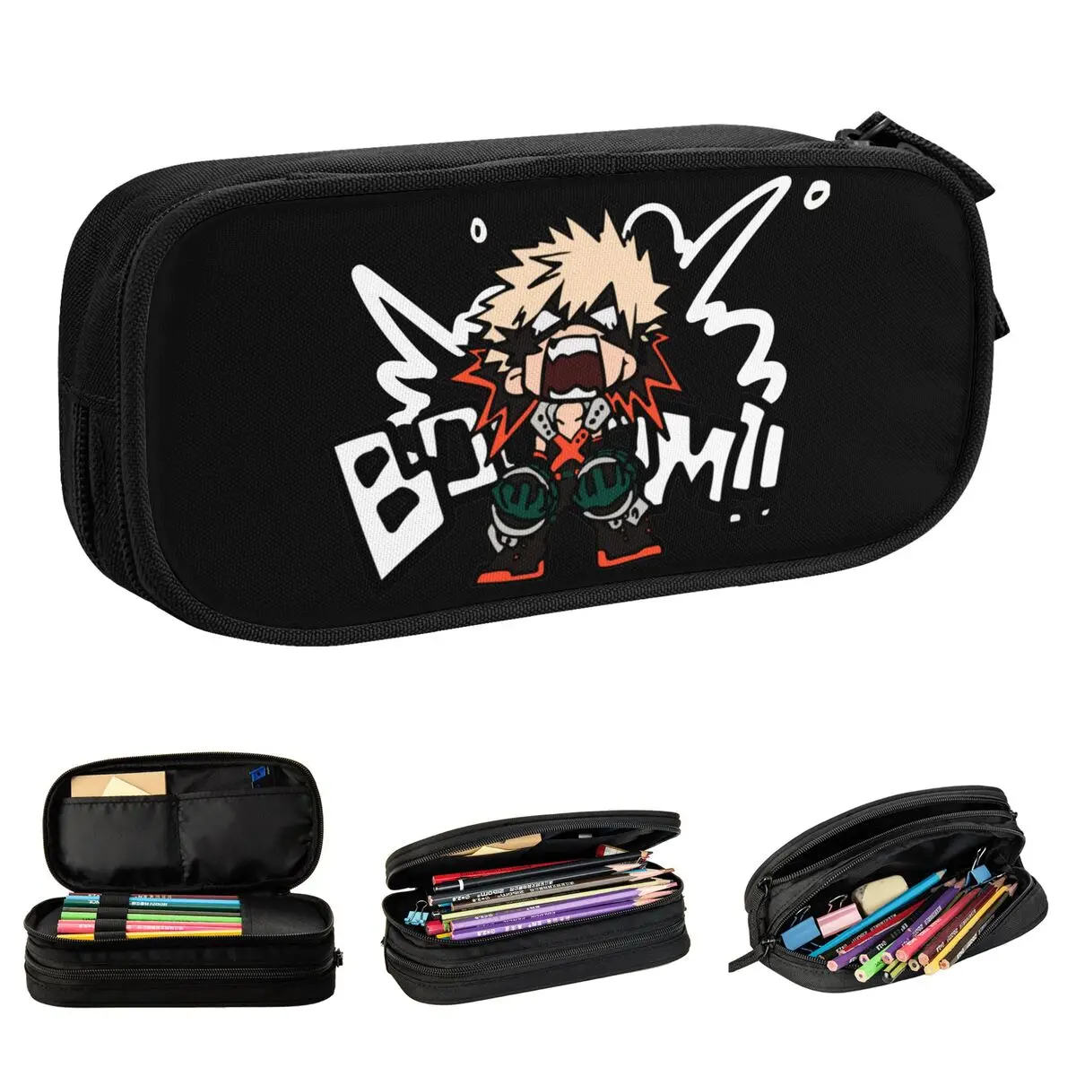 Fashion My Hero Academia Katsuki Bakugo Booom Pencil Cases Pencilcases Pen Student Big Capacity Bag Office Zipper Stationery pencil cases