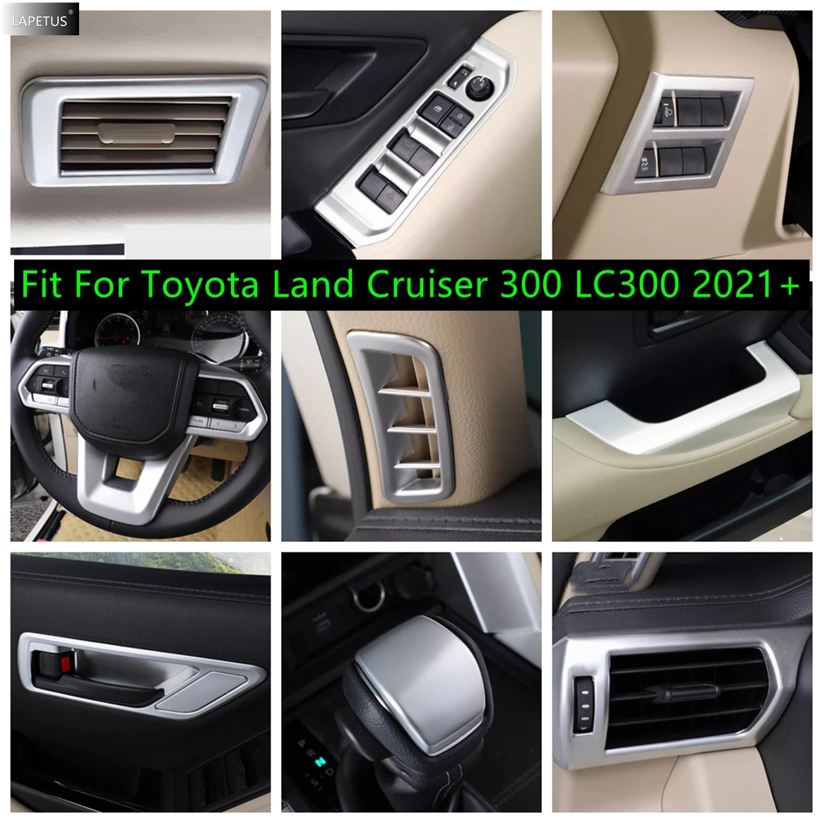 

Matte Inner Door Bowl / Rear Reading light / Steering Wheel Cover Trim For Toyota Land Cruiser 300 LC300 2021 - 2024 Accessories