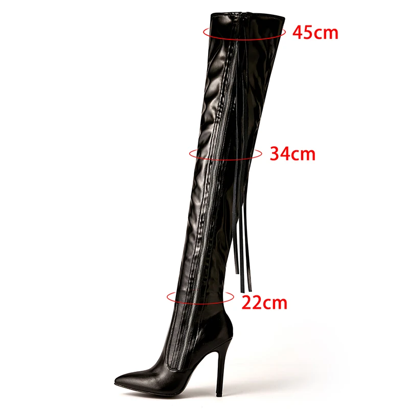 Slimming fall/winter high heels pointed toe heel over the knee boots large size black ladies high leg boots spring boots40.41.42